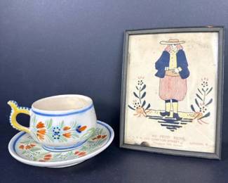 306 handpaintedhenriotquimpercupsaucer