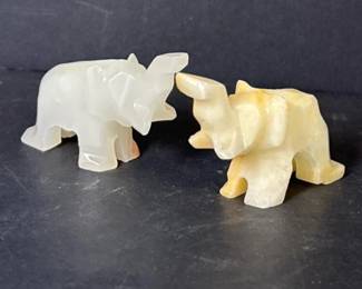 064 twotinyhandcarvedstoneelephantfigu