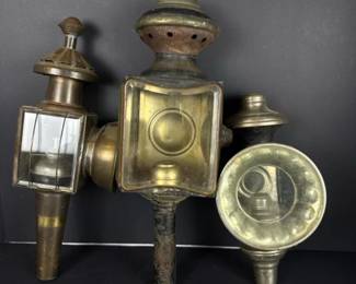 133 setof3brasscarriagecoachlamps