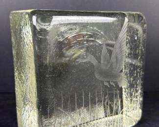 108 handetchedglassartblockpaperweight