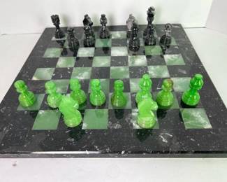 290 largegreenblackmarblechesssetabout