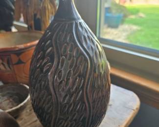 Brown Raised VaseSigned