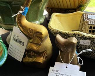 Leonard Silver Brass Hound Dog, Brass Elephant 