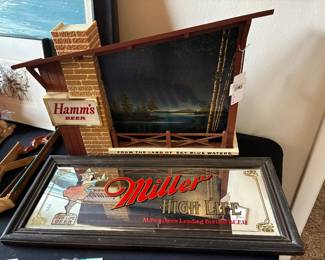 Miller High Life Ad Mirror, Hamm's Beer Light Up Sign 
