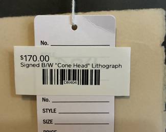 Signed B/W "Cone Head" Lithograph 