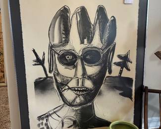 Signed B/W "Cone Head" Lithograph 