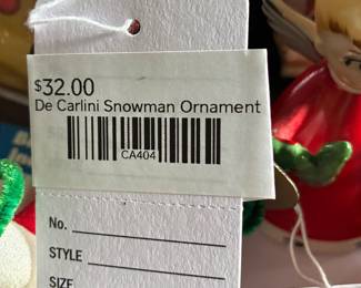 De Carlini Snowman Ornament 