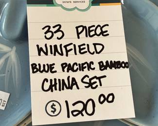 33 Piece Winfield Blue Pacific Bamboo China Set 