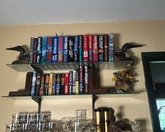 Books, bookends and glasses
