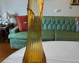 Vintage L.E. Smith Amber Swung Glass Vase