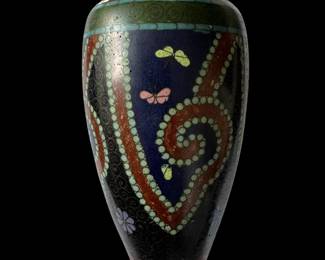 Antique Japanese Cloisonne vase with butterflies