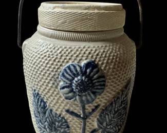 Rare White's Utica Stoneware Jar w original lid