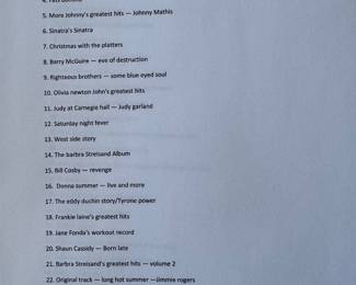 The next few pictures are a list of all the vinyls we have