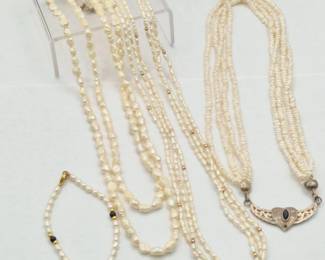 Genuine Seed Pearl Necklaces - One with 14k Accents