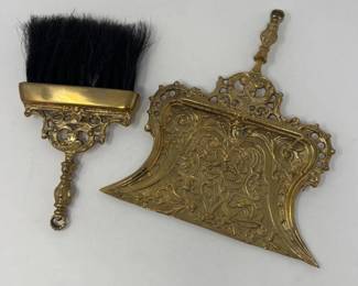 Andrea by Sadek Brass Hearth Brush & Dustpan – Made in India