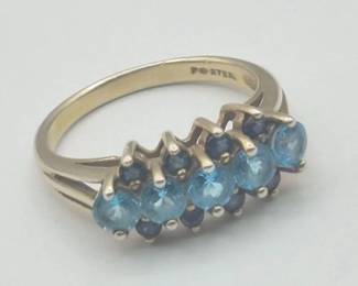 Two-Tone Blue Spinel Sterling Silver Cocktail Ring