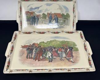 Two Obernai Faïenceries Sarreguemines H. Loux Ceramic Trays
