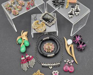 Vintage Rhinestones - Brooches, Earrings - Coro, BSK, Marvella & More