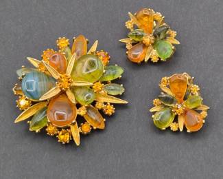 Stunning Signed ART Brooch & Earring Set