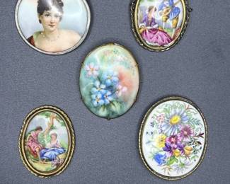 Hand Painted Limoge Brooches