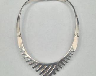 Substantial Modernist Sterling Silver Collar Necklace — Mexico