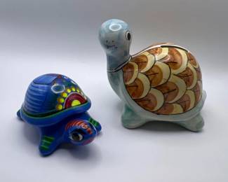 Ceramic Turtles — Mexican Trinket Dish & Turtle Bank (with Stopper)