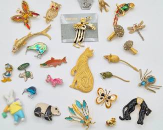 Eclectic Brooch Collection – Animals, Insects, Novelty & Vintage Pins
