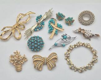 Bows & Swirls Brooches - Trifari Signed & More