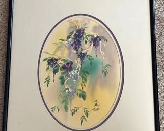 Original Textured Acrylic Botanical Painting by Sato (Signed 佐藤)