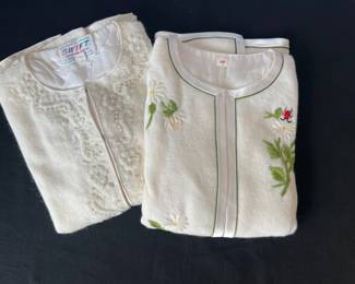 Two Vintage Cream Cardigans — Embroidered & Beaded Floral Designs