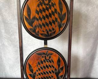 Two‑Tier Folding Accent Table with Carved Pineapple Motif