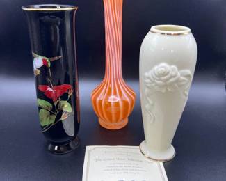 Set of Three Decorative Vases – Otagiri, Lenox & Mid‑Century Japan