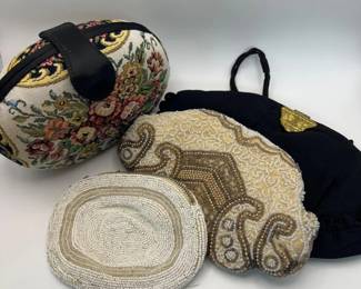Four Vintage Ladies’ Evening Bags – Beaded, Tapestry & Fabric Styles
