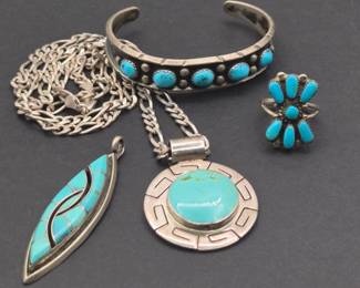 Southwest Artisan Turquoise Sterling Silver Jewelry Mix