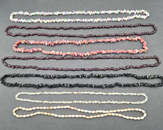 Natural Stone Necklace Strands: Garnet, Onyx, Rhodonite & Agate