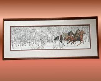 Signed Ltd Ed. Bev Doolittle - Two More Indian Horses 48 x 21