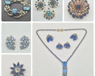 Vintage Rhinestones in Blues