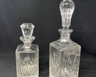 Crystal Carafe Pair – Rogaska‑Style & 24% Lead Crystal (Czechoslovia)