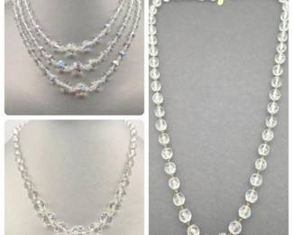 Clear Faceted Crystal Necklace Trio – One Signed Eric Beamon