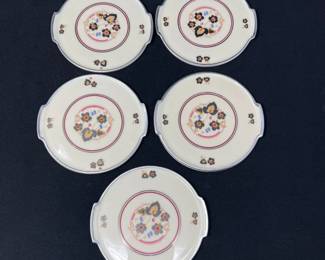 Elite‑Ivory A.W. Czecho‑Slovakia Handled Floral Plates — Set of Five