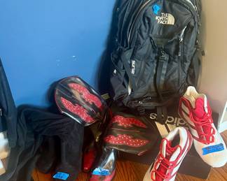 North face backpack; Addidas football Cleat NIB
