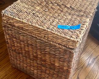 Rattan storage side table 16”sq x 17”h $35
