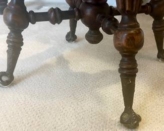 antique swivel seat carved wood legs w/ Clawfoot legs with glass ball feet $145