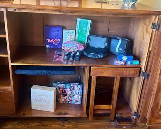 Workstation with pullout table forming “L” shape set up; completely closed up $75