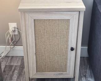 Balkan Single Door Rattan Front Two-Shelf Accent Table