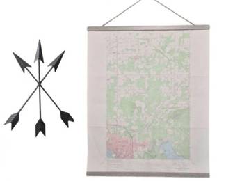 Print of 1954 Bellingham Map & Metal Arrows - Wall Art