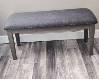 Ashley Dark Grey Upholstered Bench with Tack Accents