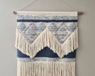 Woven Wool Macramé Wall Hanging with Fringe