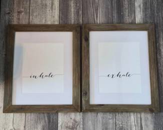 “Inhale & Exhale” Natural Dark Wood Framed Mindfulness Prints