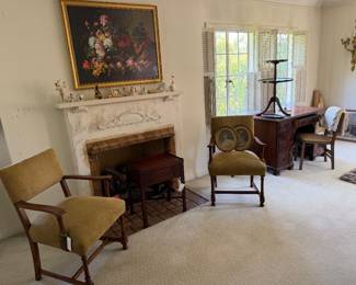 Pair of Italian chairs and petite dressing table desk
